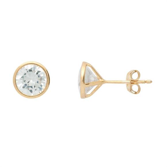 NEW JESSICA ELLIOT women's vermeil "soli" studs cubic zirconia in gold - Picture 3 of 3